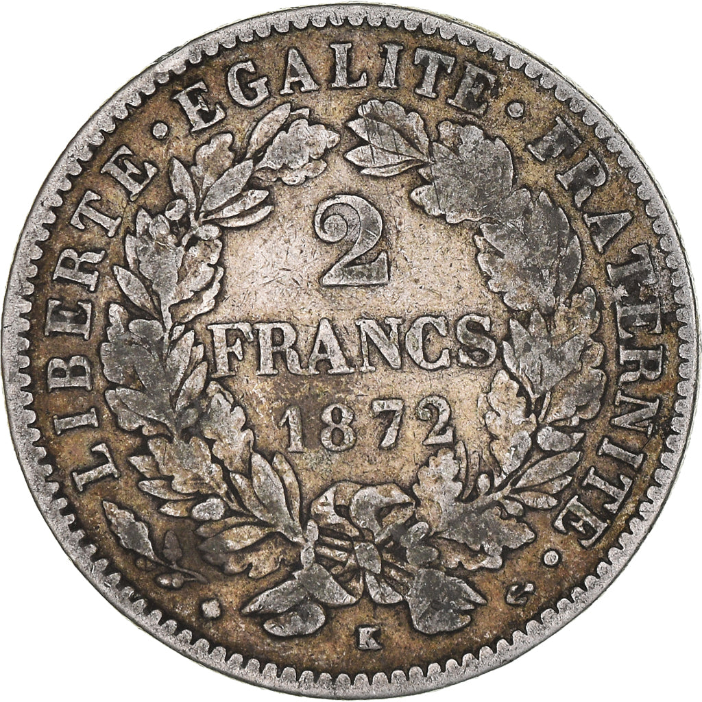 Münze, Frankreich, Cérès, 2 Francs, 1872, Bordeaux, S, Silber, KM:817.2