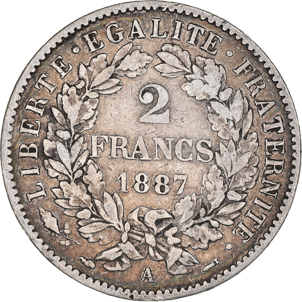 Münze, Frankreich, Cérès, 2 Francs, 1887, Paris, SS, Silber, KM:817.1