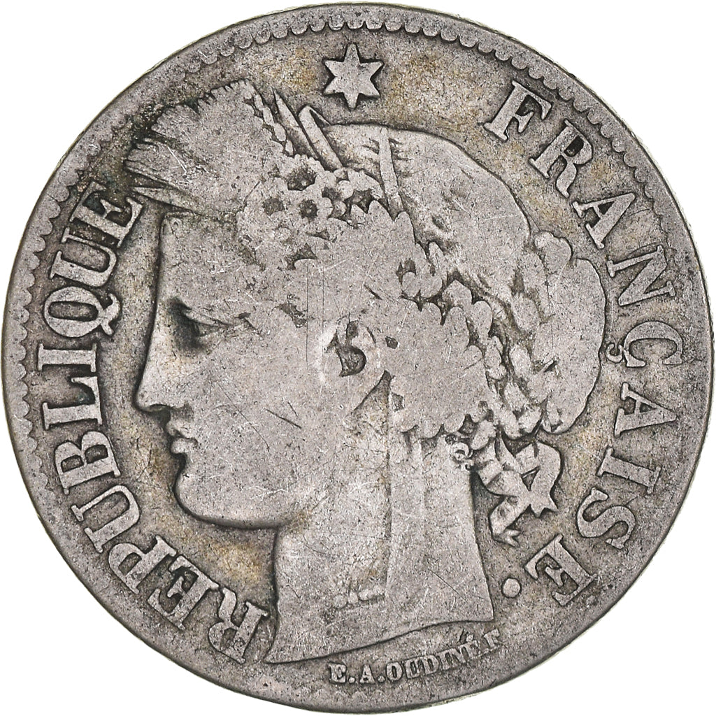 Moeda, França, Cérès, 2 Francs, 1873, Paris, F(12-15), Prata, KM:817.1