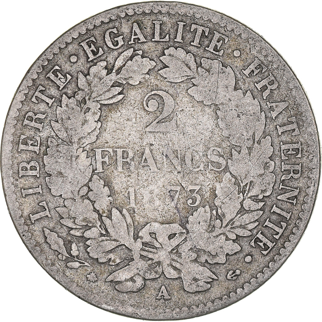 Moeda, França, Cérès, 2 Francs, 1873, Paris, F(12-15), Prata, KM:817.1