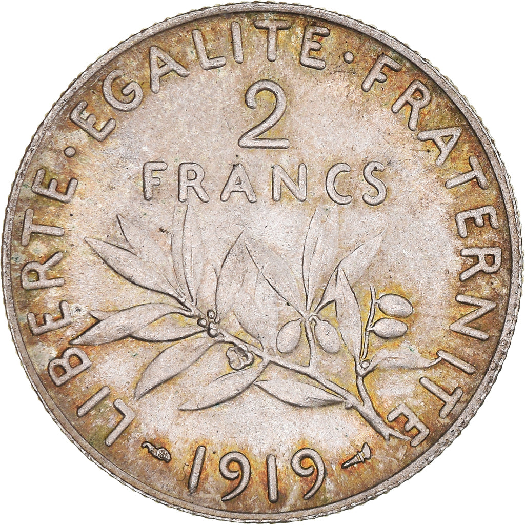 Moneta, Francia, Semeuse, 2 Francs, 1919, Paris, SPL-, Argento, KM:845.1