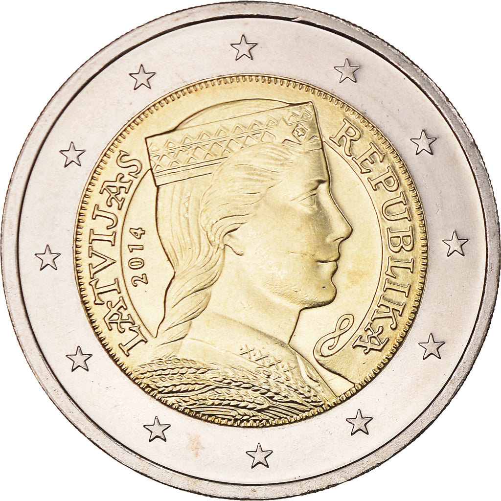 Latvia, 2 Euro, 2014, MS(63), Bi-Metallic