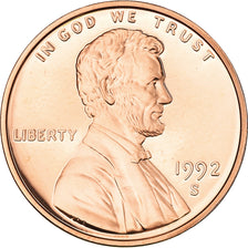 Moneta, Stati Uniti, Lincoln Cent, Cent, 1992, U.S. Mint, San Francisco, Proof