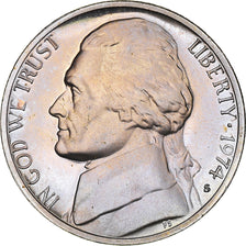Moneta, Stati Uniti, Jefferson Nickel, 5 Cents, 1974, San Francisco, Proof