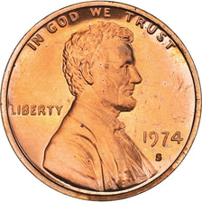 Moneta, Stati Uniti, Lincoln, Cent, 1974, San Francisco, Proof, SPL+, Rame