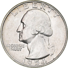 Moeda, Estados Unidos da América, Washington Quarter, Quarter, 1954, U.S. Mint