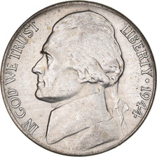 Coin, United States, Jefferson Nickel, 5 Cents, 1944, U.S. Mint, Philadelphia