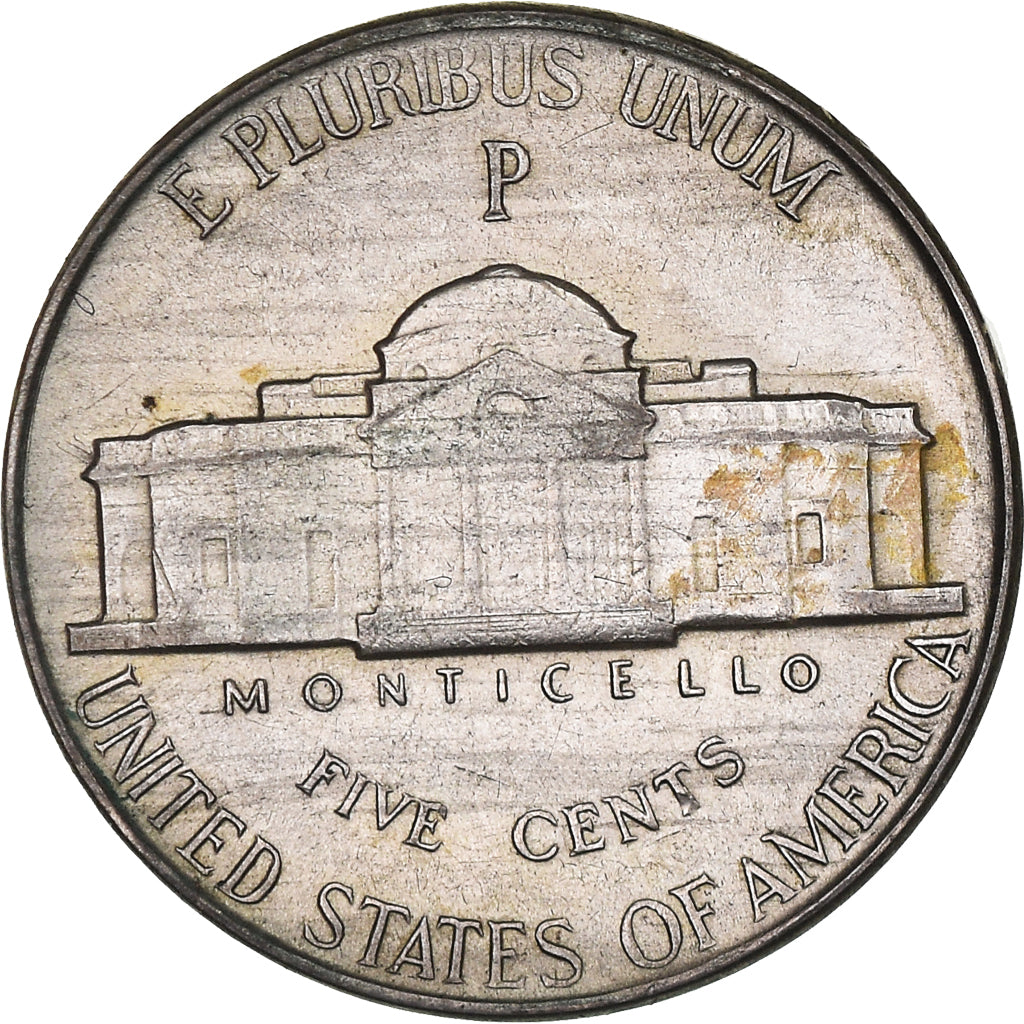 Coin, United States, Jefferson Nickel, 5 Cents, 1944, U.S. Mint, Philadelphia