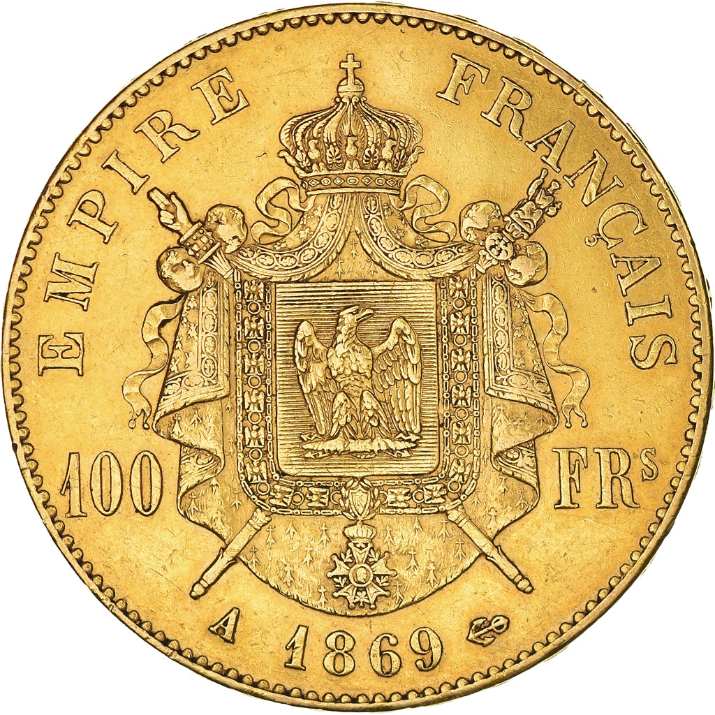 Moneda, Francia, Napoleon III, Napoléon III, 100 Francs, 1869, Paris, MBC+