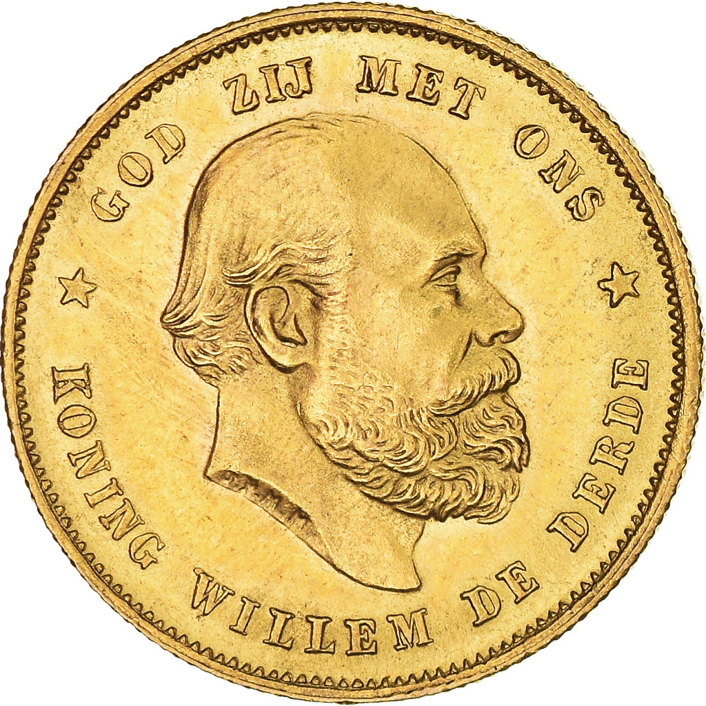 Moneta, Paesi Bassi, William III, 10 Gulden, 1885, SPL, Oro, KM:106