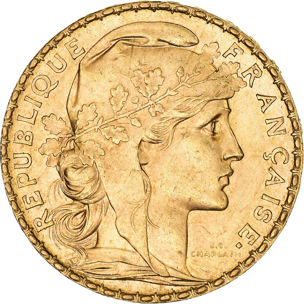 Moneda, Francia, Marianne, 20 Francs, 1900, Paris, MBC+, Oro, KM:847