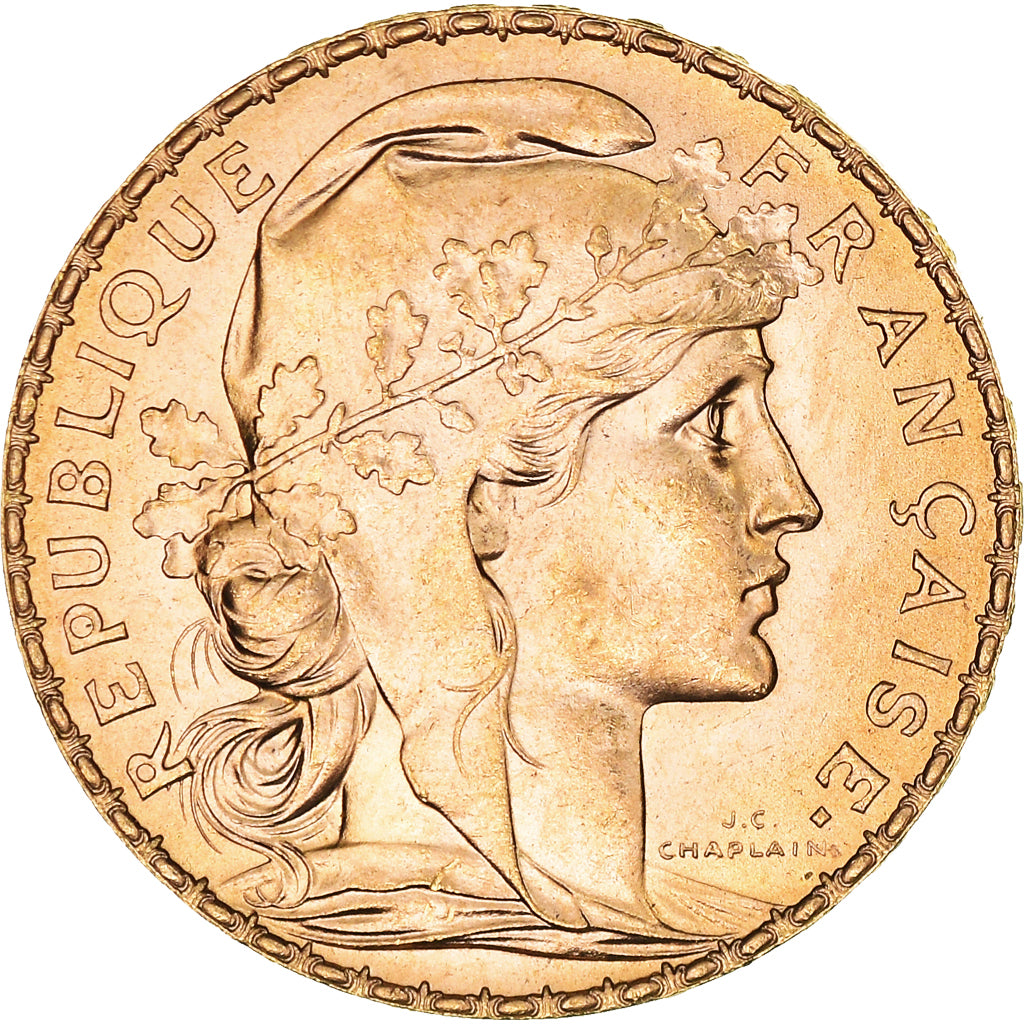 Moneta, Francia, Marianne, 20 Francs, 1908, Paris, FDC, Oro, KM:857