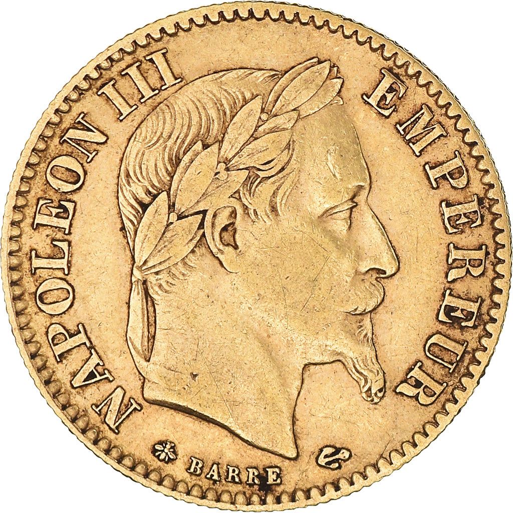 Moneta, Francia, Napoleon III, 10 Francs, 1863, Paris, MB+, Oro, KM:800.1