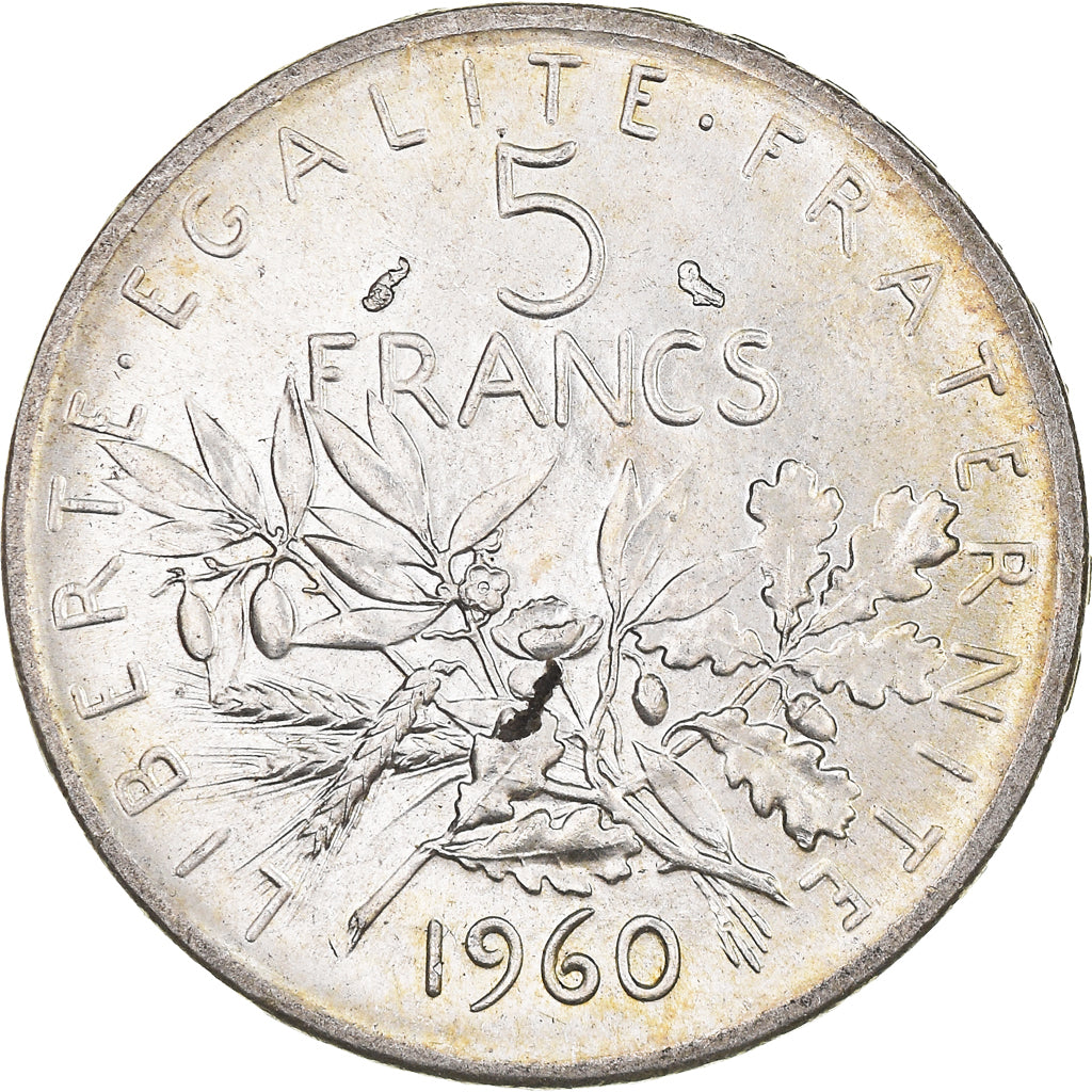 Coin, France, Semeuse, 5 Francs, 1960, MS(63), Silver, KM:926, Gadoury:770