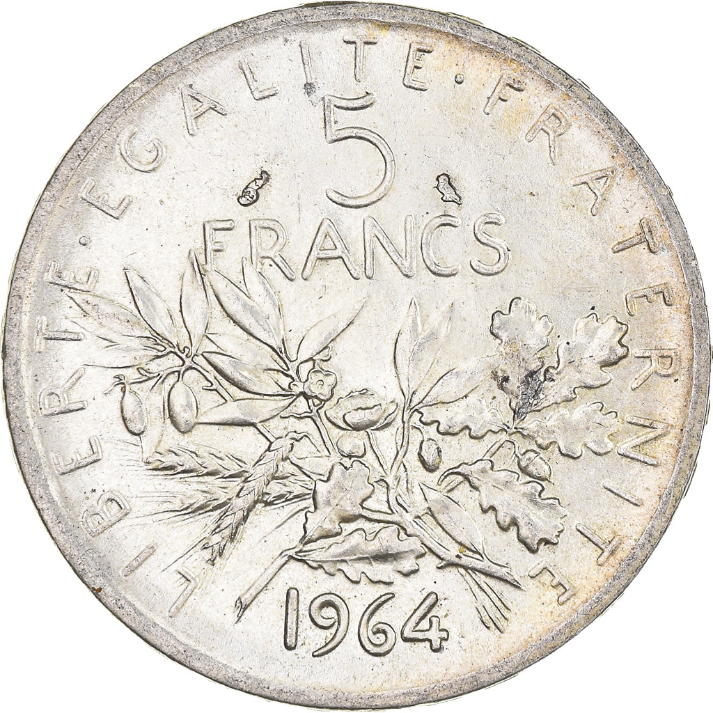 Munten, Frankrijk, Semeuse, 5 Francs, 1964, Paris, UNC-, Zilver, KM:926