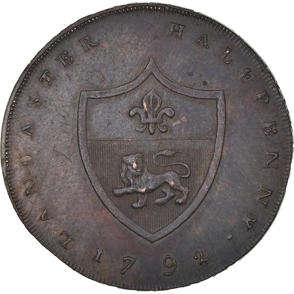 Coin, Great Britain, Lancashire, Halfpenny Token, 1792, Lancaster, EF(40-45)