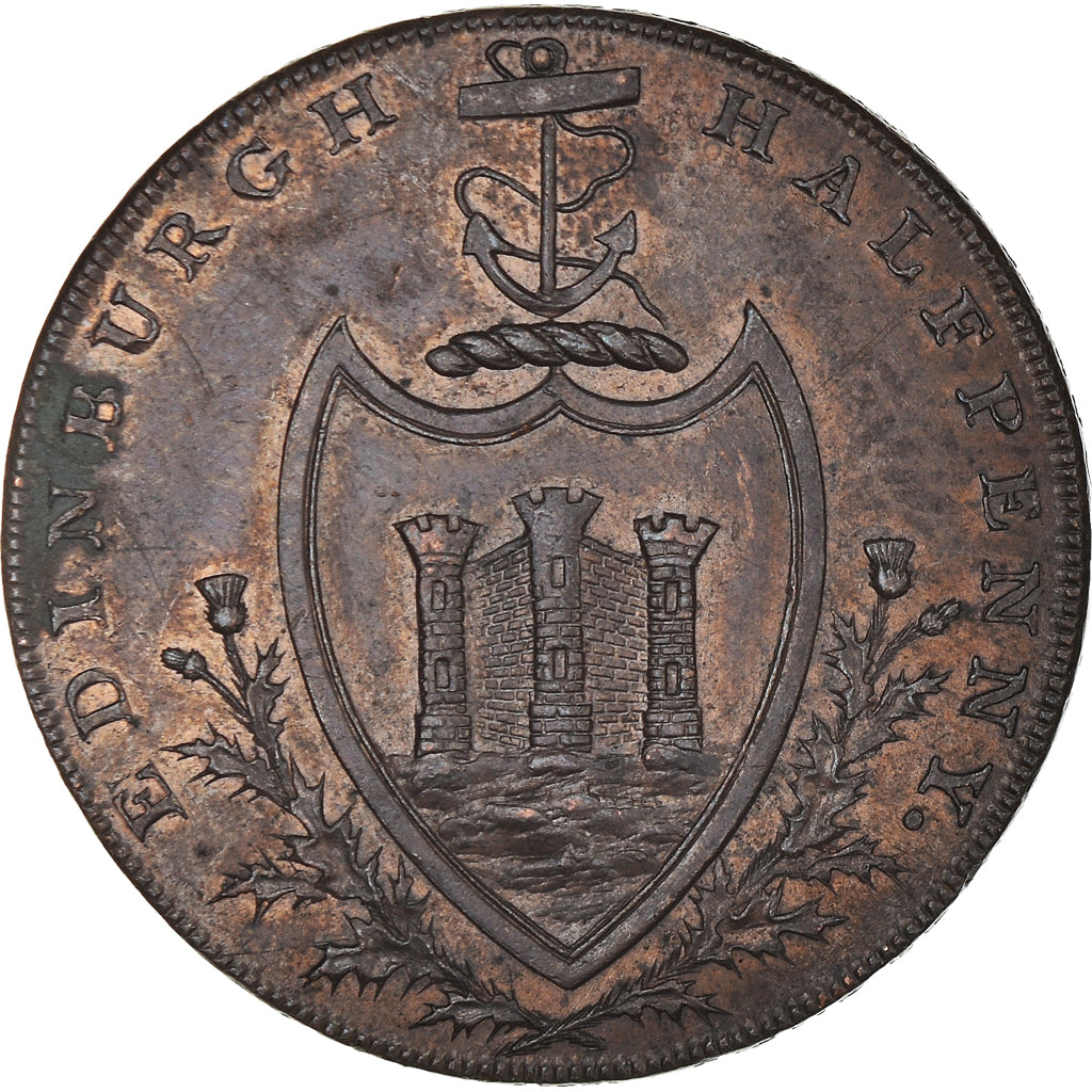 Monnaie, Écosse, Halfpenny Token, 1790, Edinburgh, TTB, Cuivre