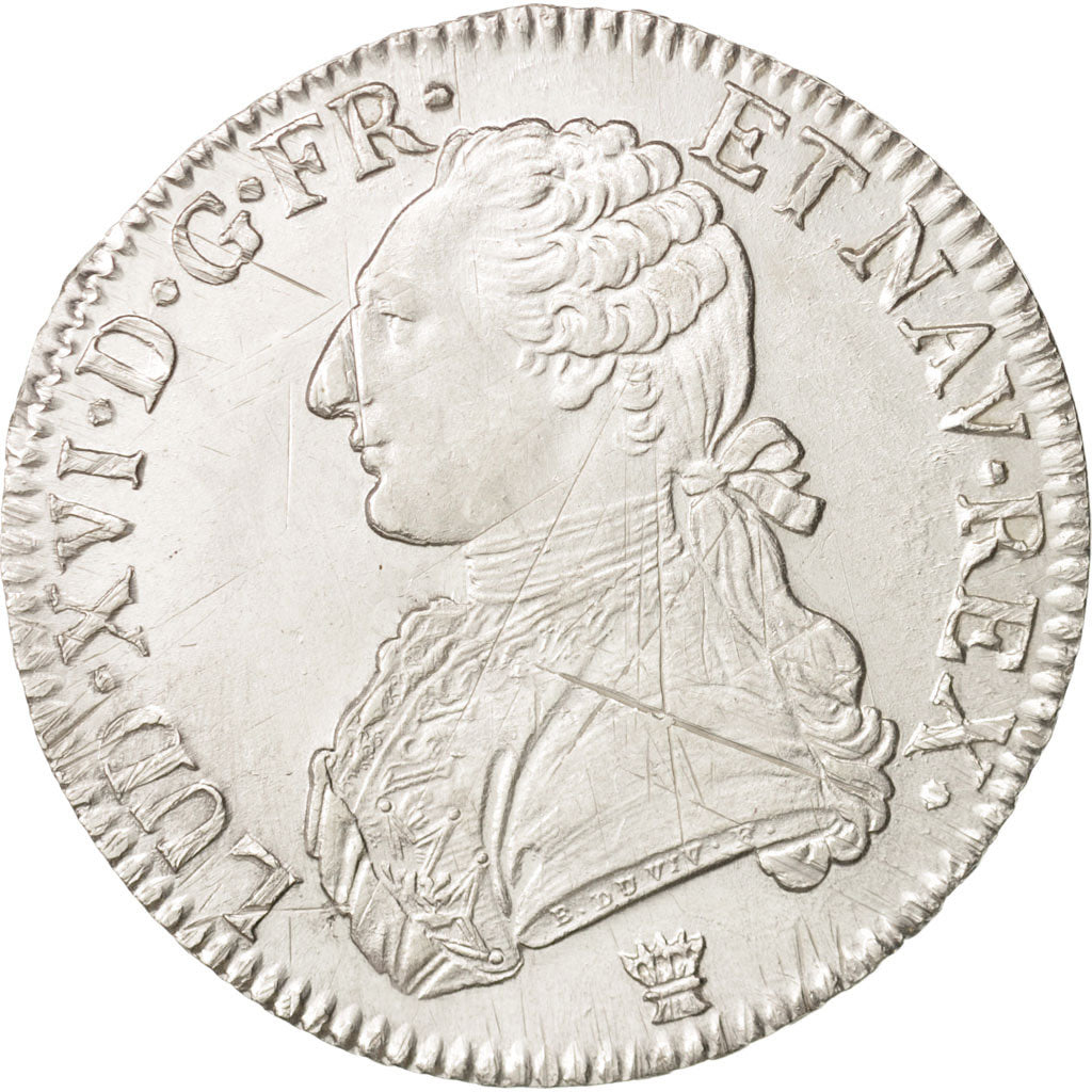 France, Louis XVI, Écu aux branches d'olivier, 1789, Limoges, AU(50-53),KM 564.7