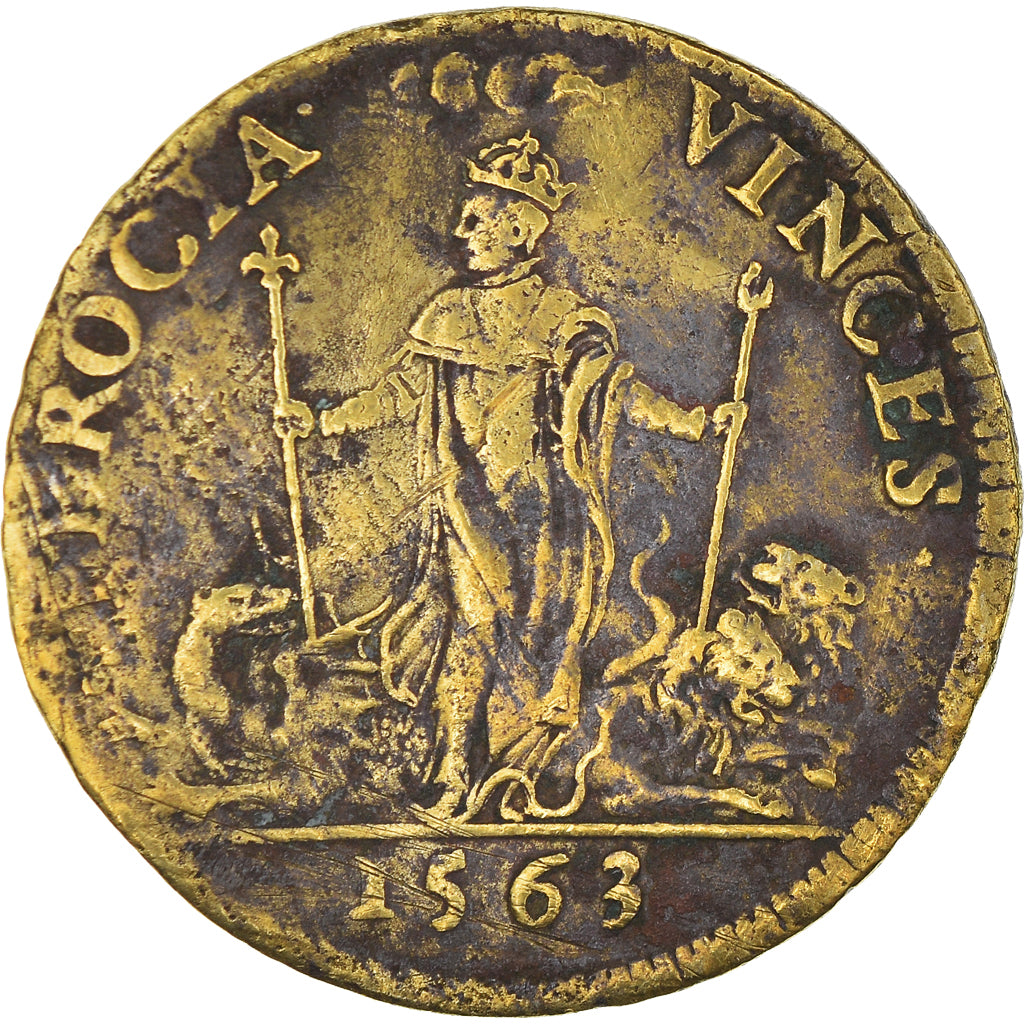 Frankreich, Token, Royal, Pietate et Iustitia, History, 1563, S, Messing