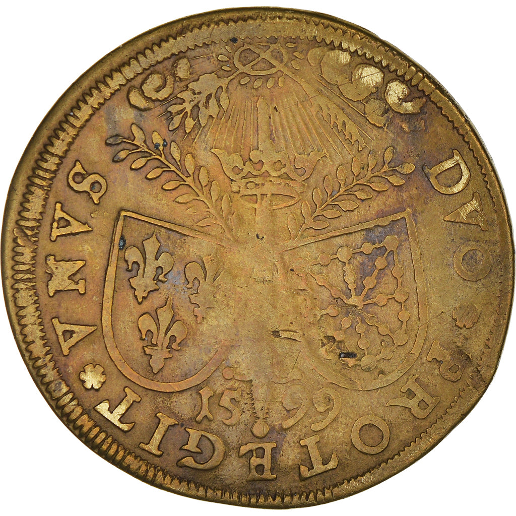Francia, Jeton, Henri IV, Duo Protegit Unus, 1599, MB+, Ottone, Feuardent:11877