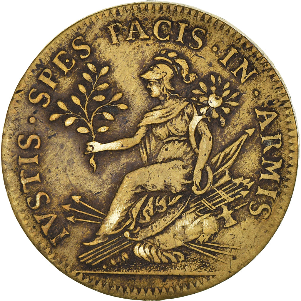 France, Jeton, Louis XIV, Iustis spes pacis in armis, History, TTB, Laiton