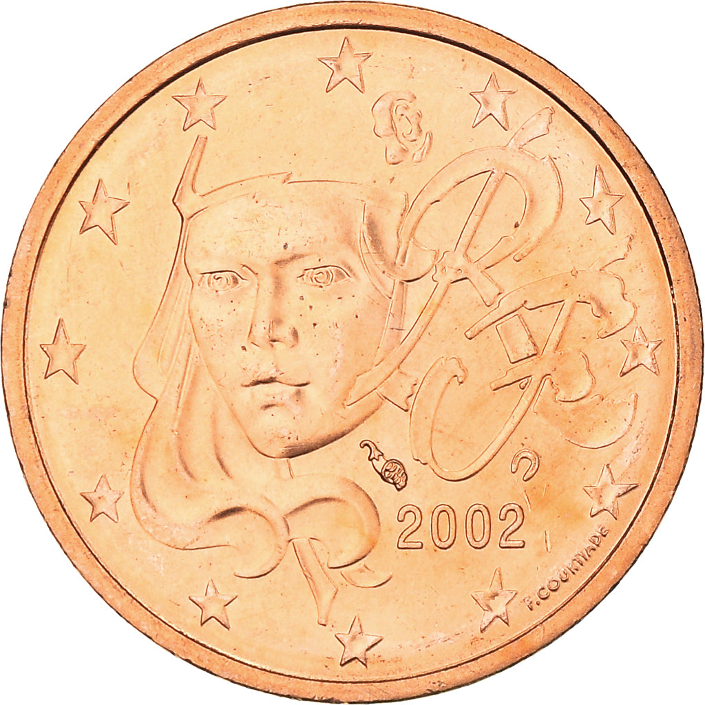 France, 2 Euro Cent, 2002, Paris, MS(65-70), Copper Plated Steel, KM:1283