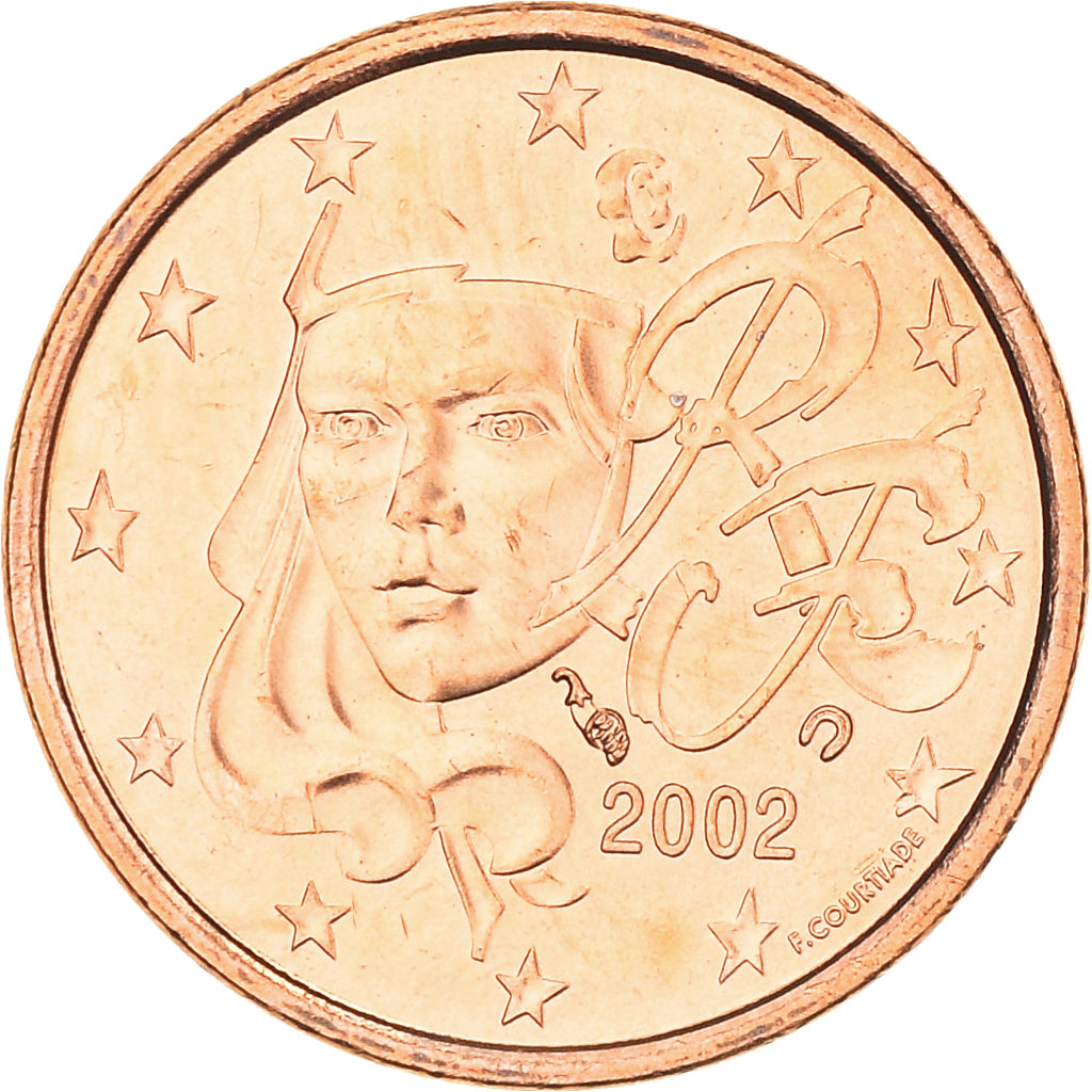 Francia, Euro Cent, 2002, FDC, Acciaio placcato rame, KM:1282