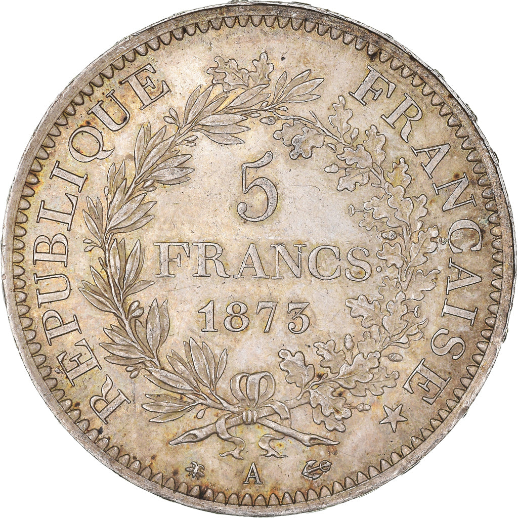 Moneda, Francia, Hercule, 5 Francs, 1873, Paris, MBC+, Plata, KM:820.1