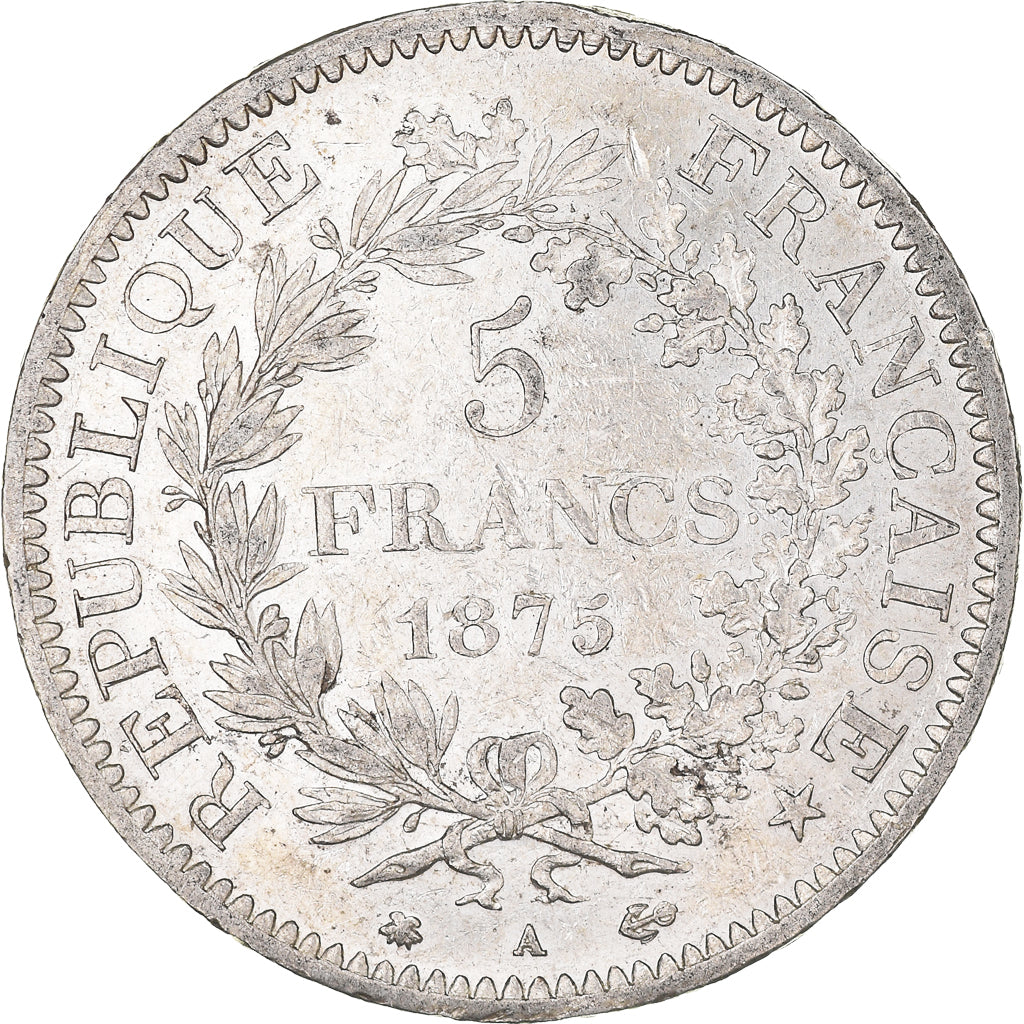 Coin, France, Hercule, 5 Francs, 1875, Paris, Petit A, EF(40-45), Silver