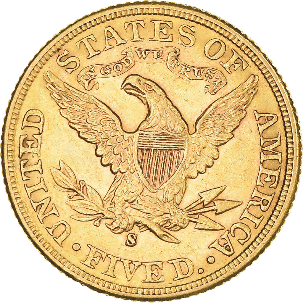 Coin, United States, Coronet Head, $5, Half Eagle, 1899, U.S. Mint, San