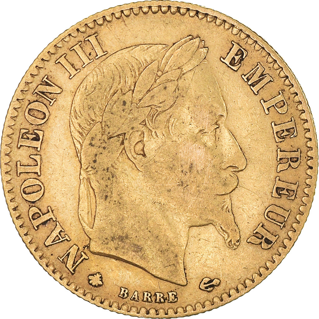 Moneta, Francja, Napoleon III, 10 Francs, 1864, Paris, VF(30-35), Złoto