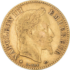 Moneta, Francja, Napoleon III, 10 Francs, 1864, Paris, VF(30-35), Złoto