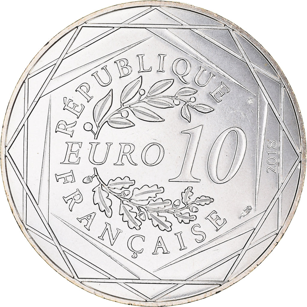 France, 10 Euro, Mickey un tour de Loire, 2018, MS(65-70), Silver