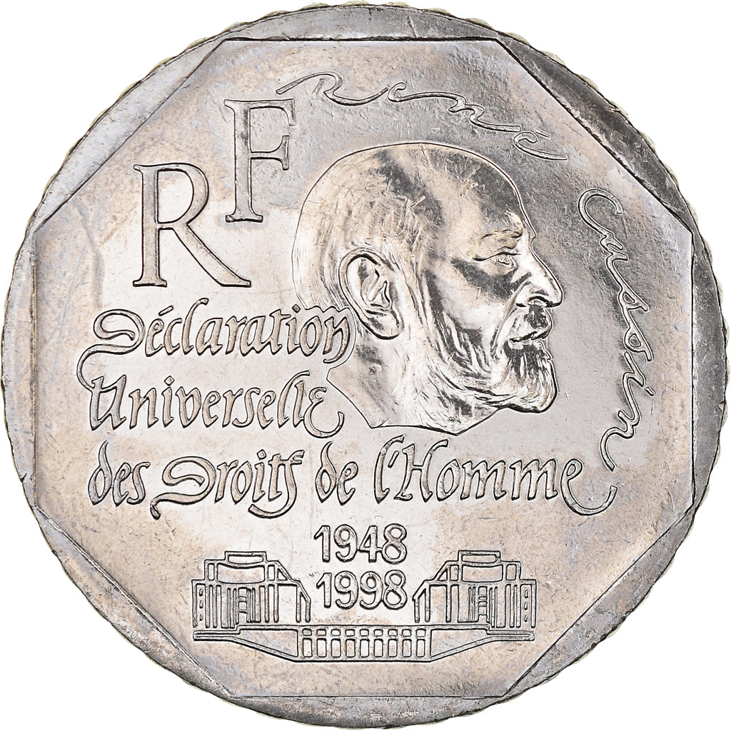 Moeda, França, René Cassin, 2 Francs, 1998, MS(63), Níquel, KM:1213