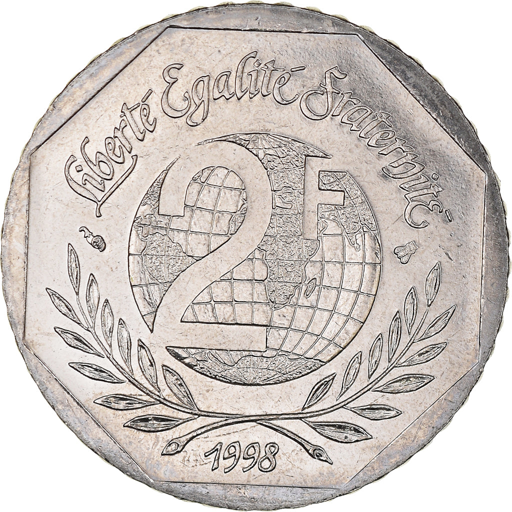 Moeda, França, René Cassin, 2 Francs, 1998, MS(63), Níquel, KM:1213