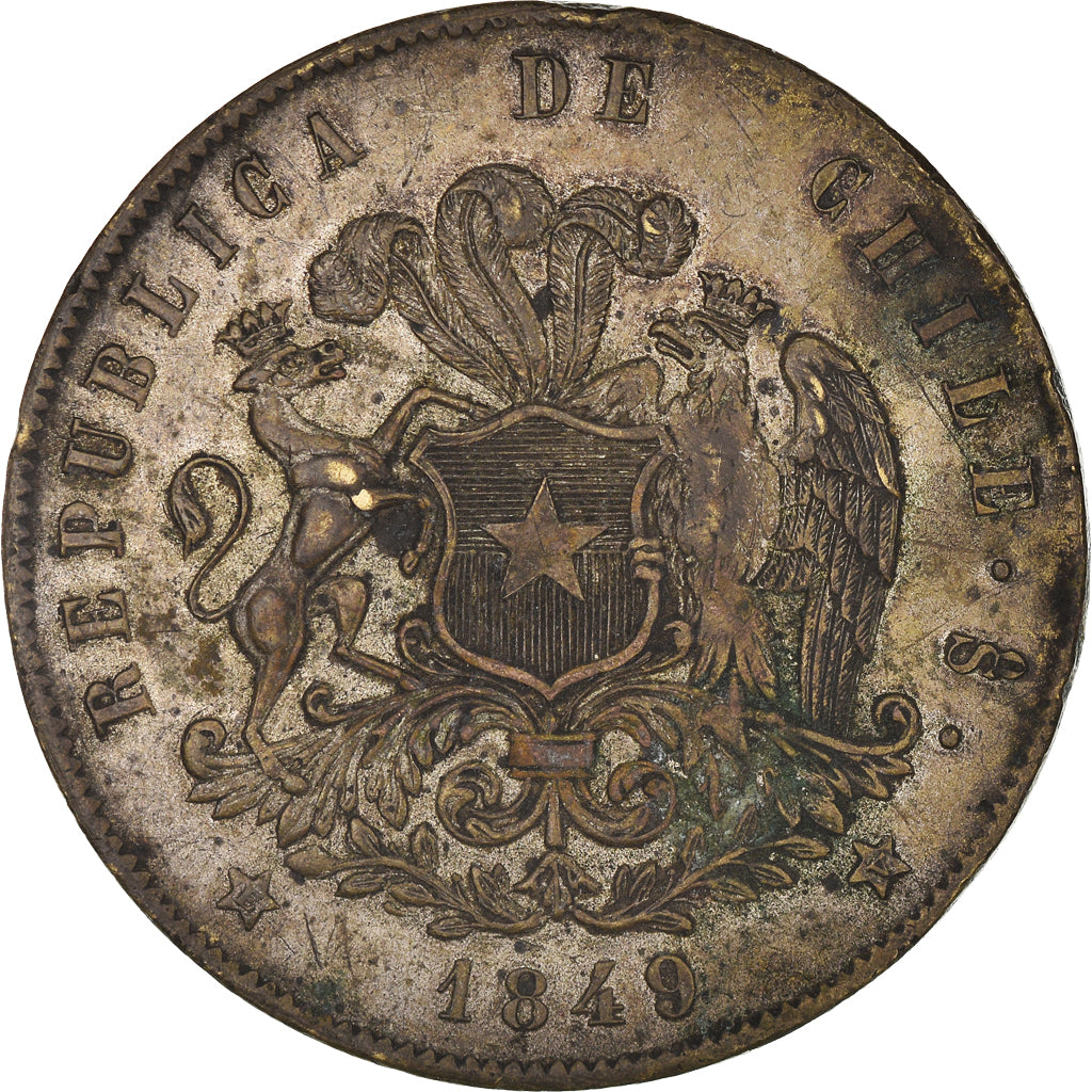 Francia, medalla, Republica de Chile, Paris, 1849, BC+, Latón