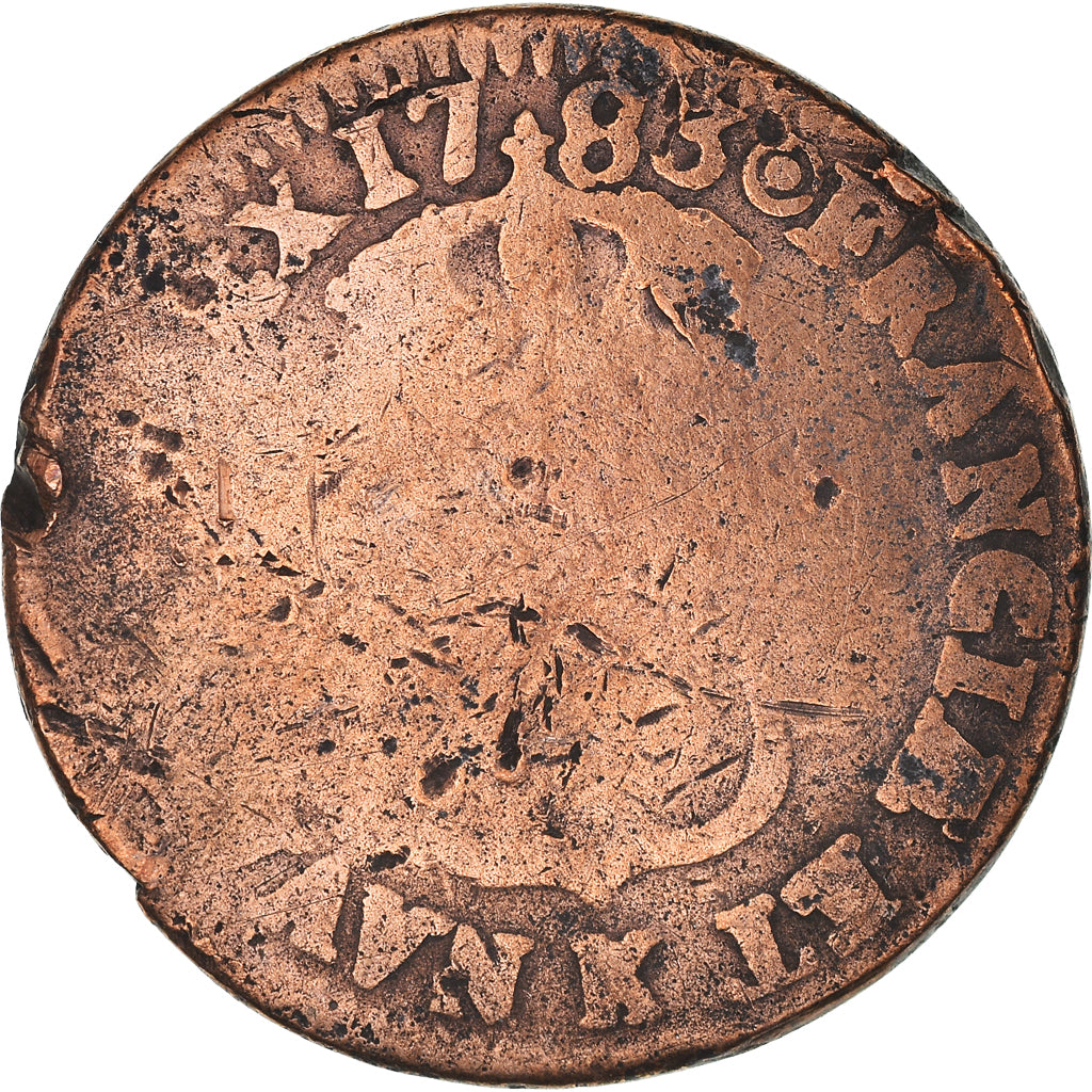 Moneta, Francia, Louis XVI, Sol ou sou, Sol, 1783, Bordeaux, B+, Rame, KM:578.8