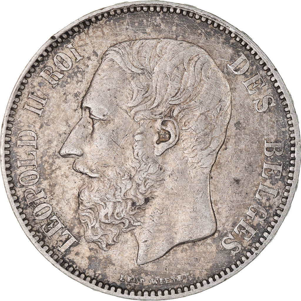 Coin, Belgium, Leopold II, 5 Francs, 5 Frank, 1873, EF(40-45), Silver, KM:24