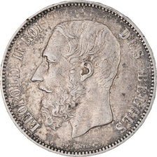 Coin, Belgium, Leopold II, 5 Francs, 5 Frank, 1873, EF(40-45), Silver, KM:24