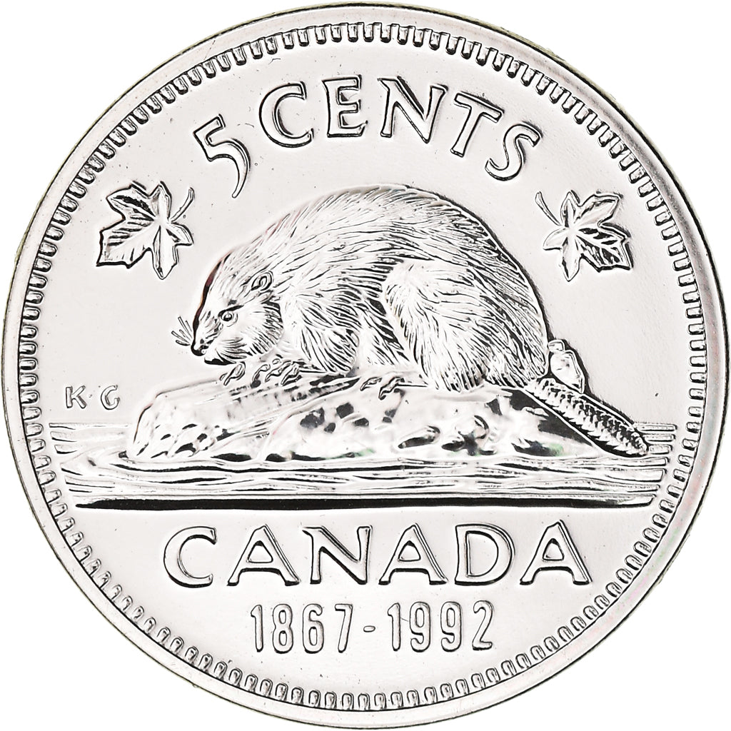 Coin, Canada, Elizabeth II, 5 Cents, 1992, Royal Canadian Mint, Ottawa