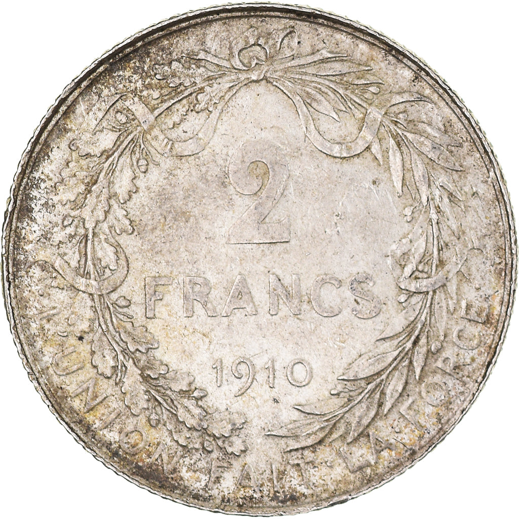 Coin, Belgium, Albert I, 2 Francs, 2 Frank, 1910, AU(50-53), Silver, KM:74