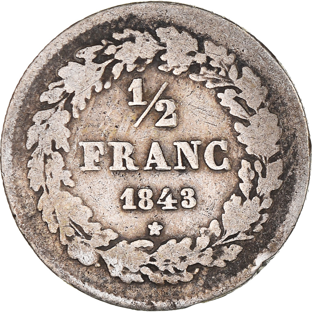 Monnaie, Belgique, Leopold I, 1/2 Franc, 1843, TB, Argent, KM:6