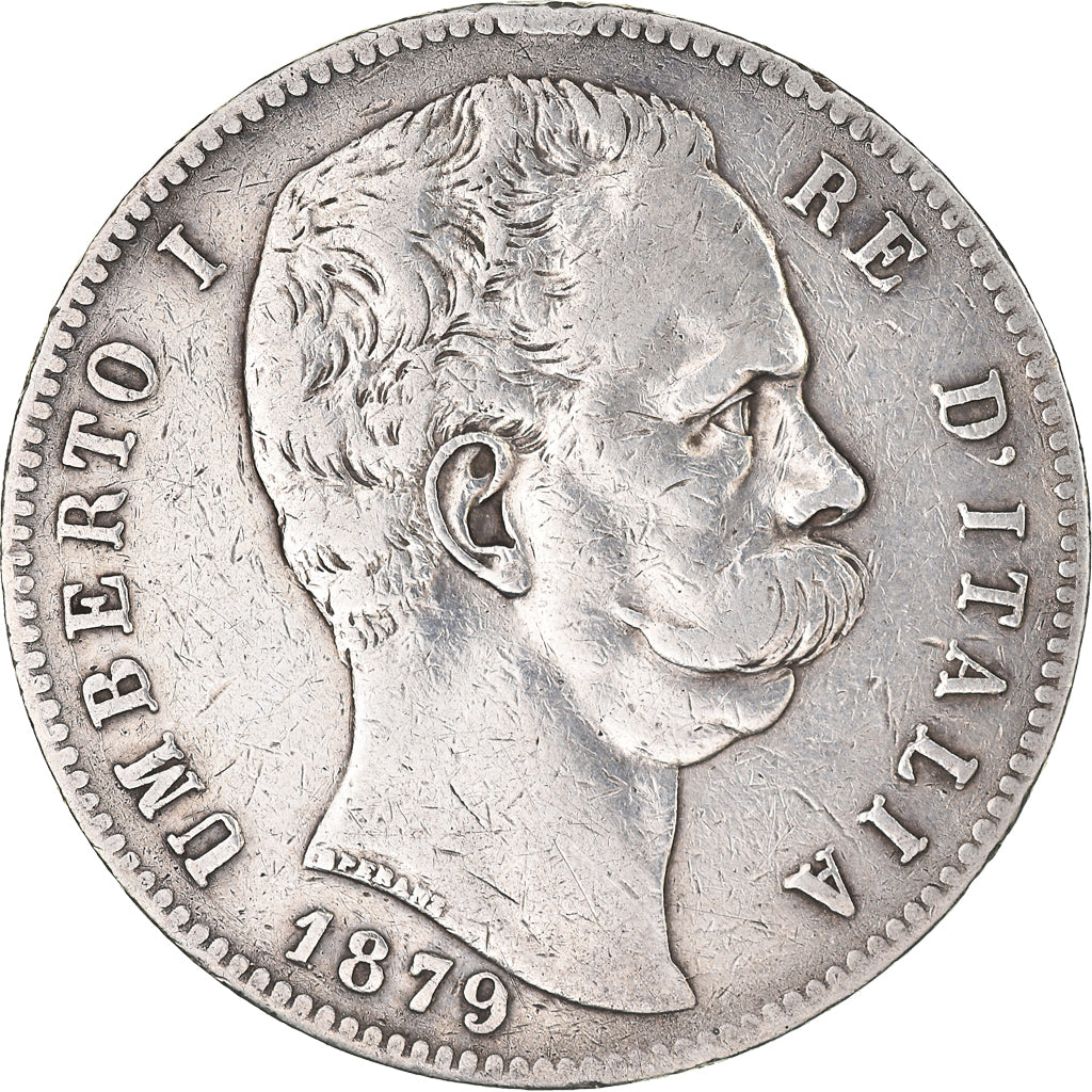 Coin, Italy, Umberto I, 5 Lire, 1879, Rome, VF(20-25), Silver, KM:20