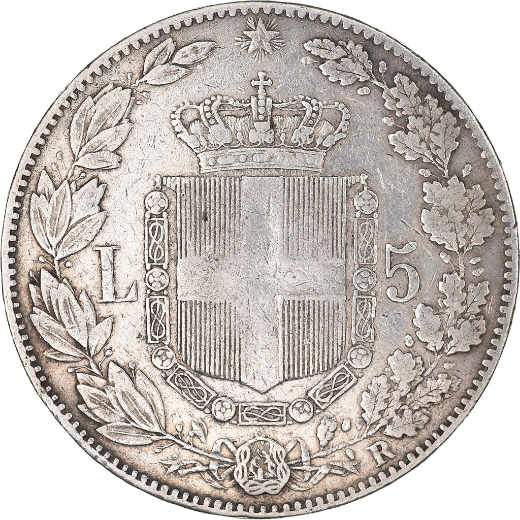 Coin, Italy, Umberto I, 5 Lire, 1879, Rome, VF(20-25), Silver, KM:20