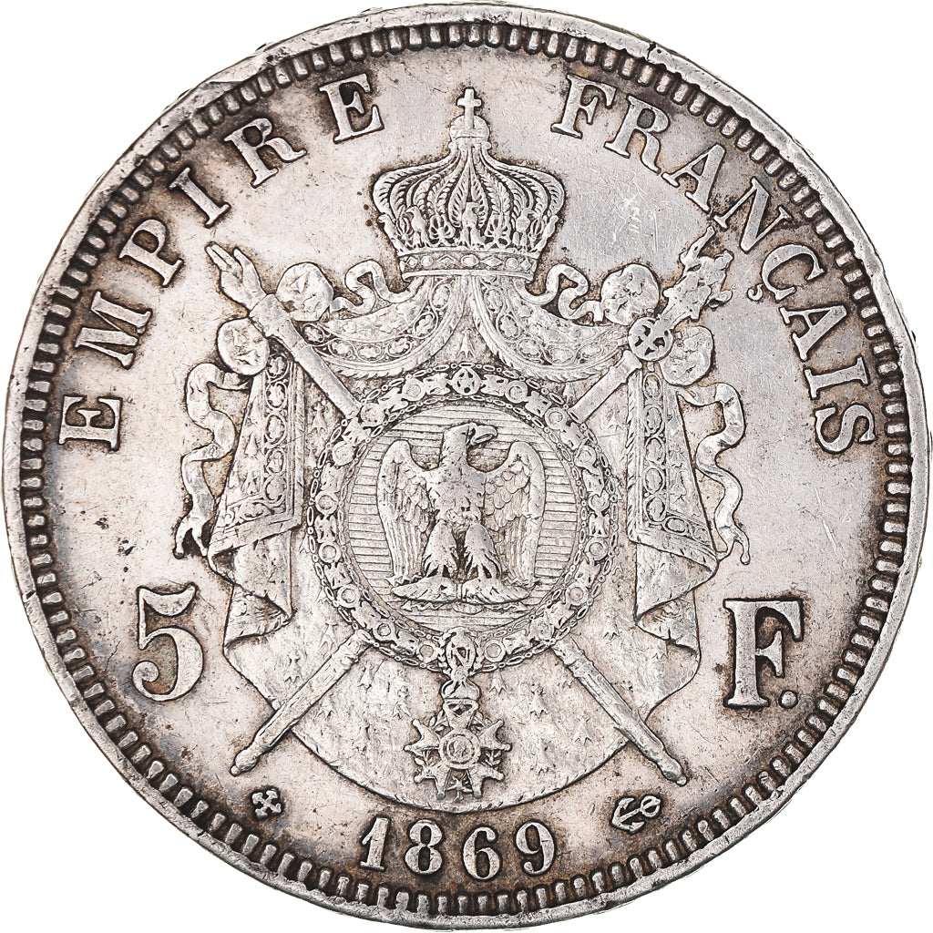 Coin, France, Napoléon III, 5 Francs, 1869, Strasbourg, EF(40-45), Silver