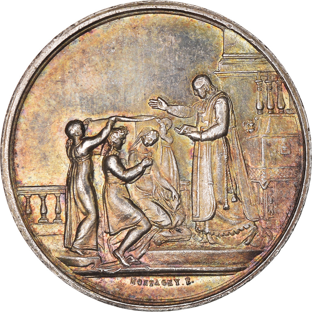 Francia, medaglia, Noces, Mariage, Religion, 1875, Montagny, SPL, Argento