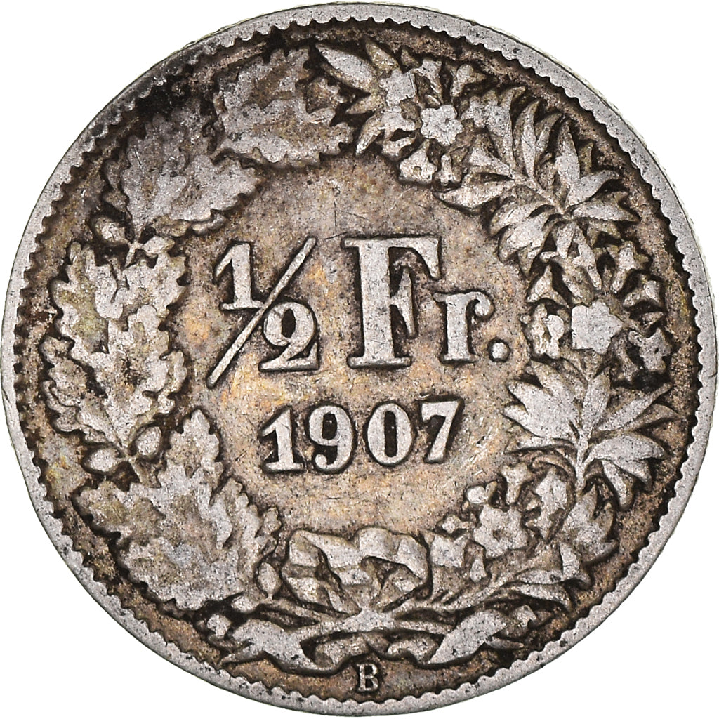 Moneta, Svizzera, 1/2 Franc, 1907, Bern, MB, Argento, KM:23