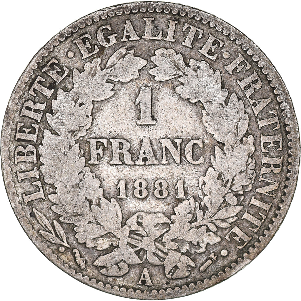 Munten, Frankrijk, Cérès, Franc, 1881, Paris, ZG+, Zilver, KM:822.1