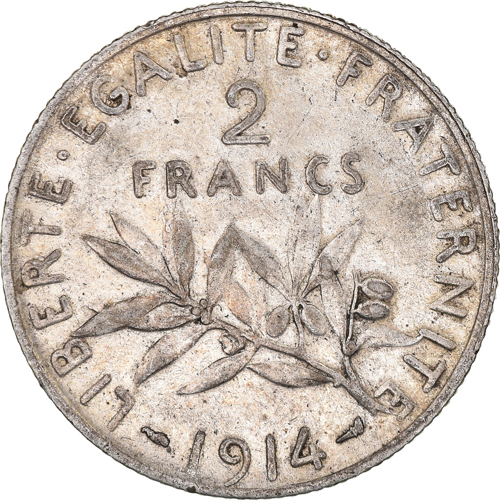 Moneta, Francia, Semeuse, 2 Francs, 1914, Paris, MB+, Argento, KM:845.1