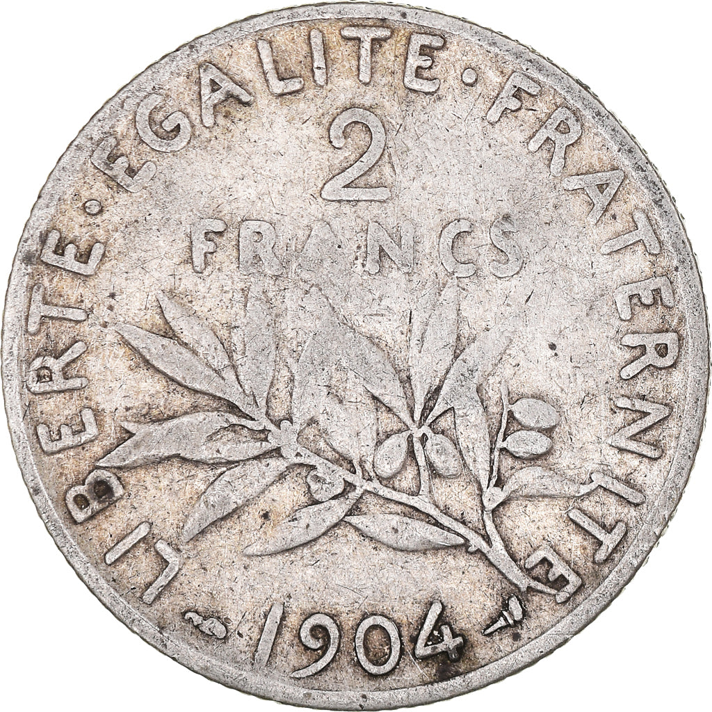 Moneta, Francja, Semeuse, 2 Francs, 1904, Paris, VF(20-25), Srebro, KM:845.1